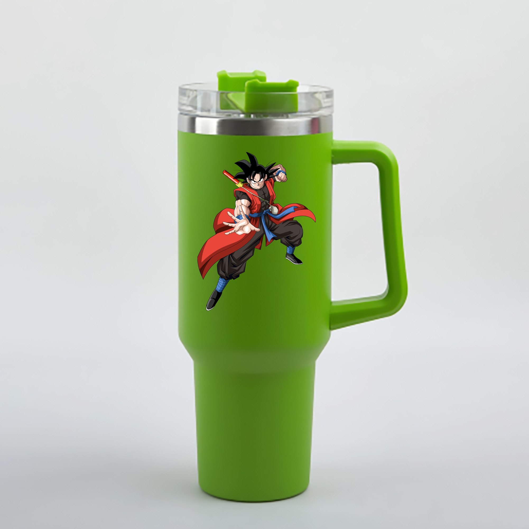（画像用） ドラゴンボール 孫悟空（そん ごくう）Son Goku カカロット DRAGON BALL Kakarotto 1200mL車用タンブラー - クリスタルステッカー（プラスチックストロー付き）